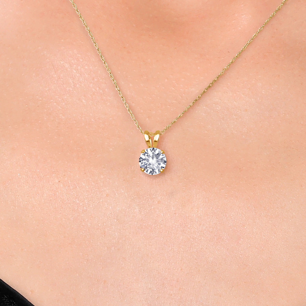White Created Sapphire - September_Pendant in 14K Yellow Gold