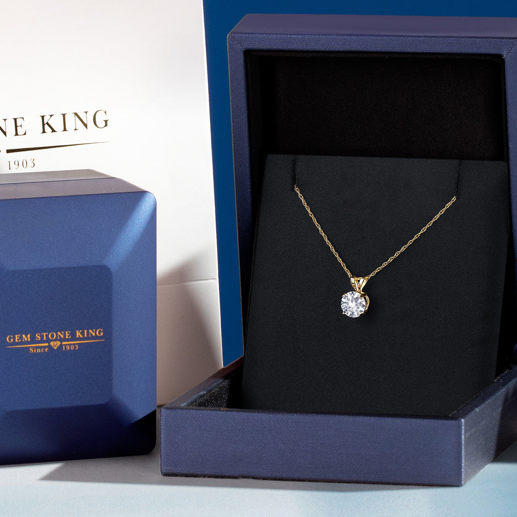 White Created Sapphire - September_Pendant in 14K Yellow Gold