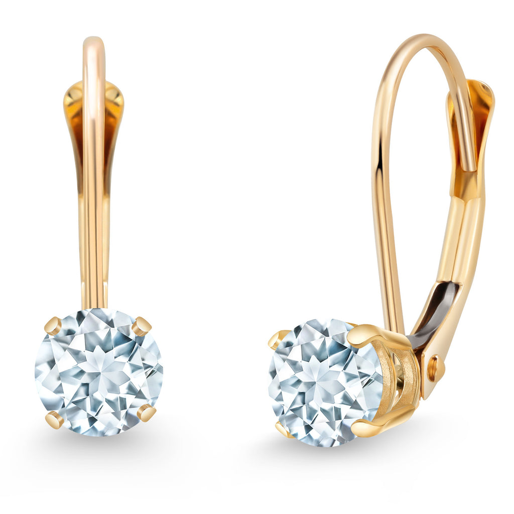 Aquamarine - March_Earrings in 14K Yellow Gold