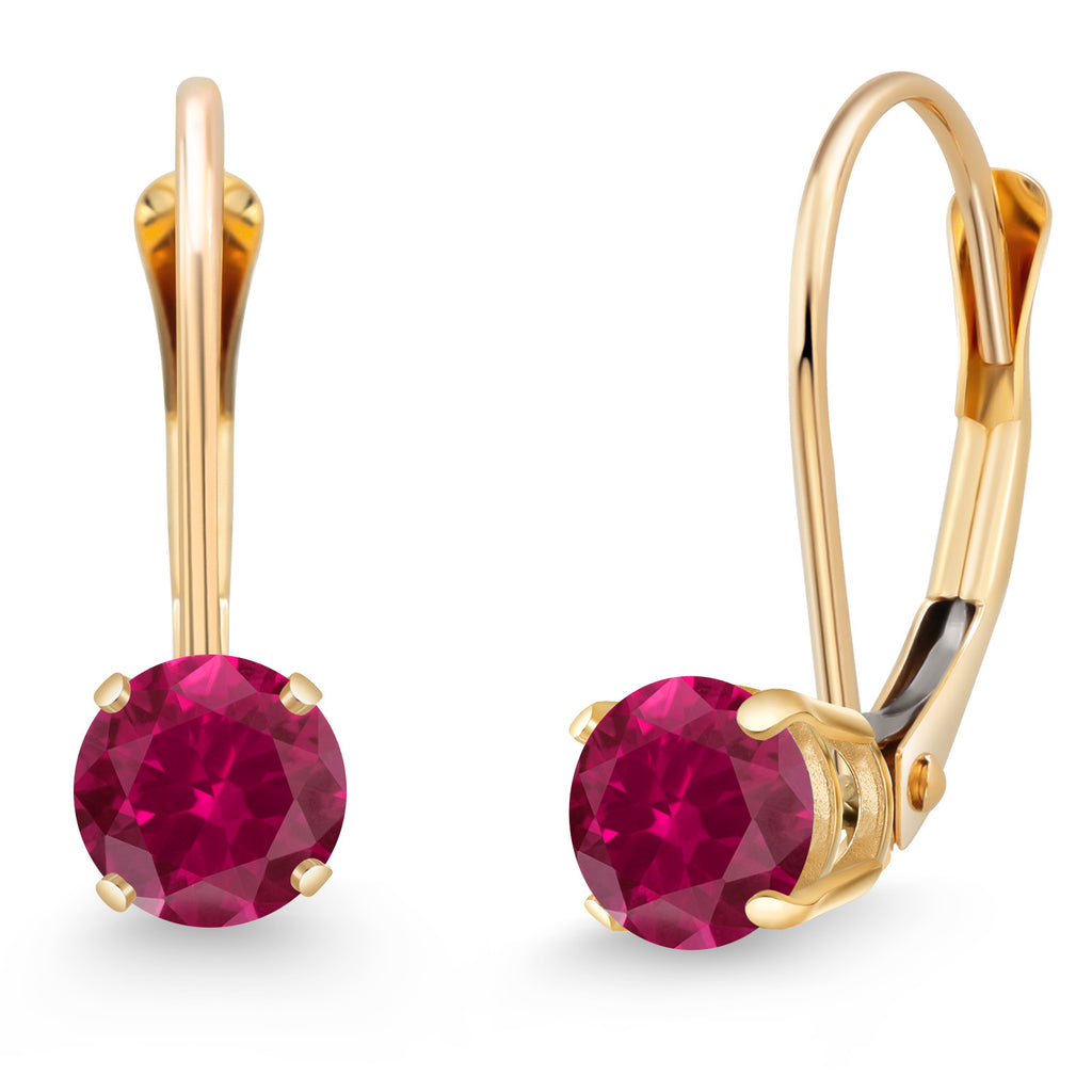 Created Ruby - July_Earrings in 14K Yellow Gold