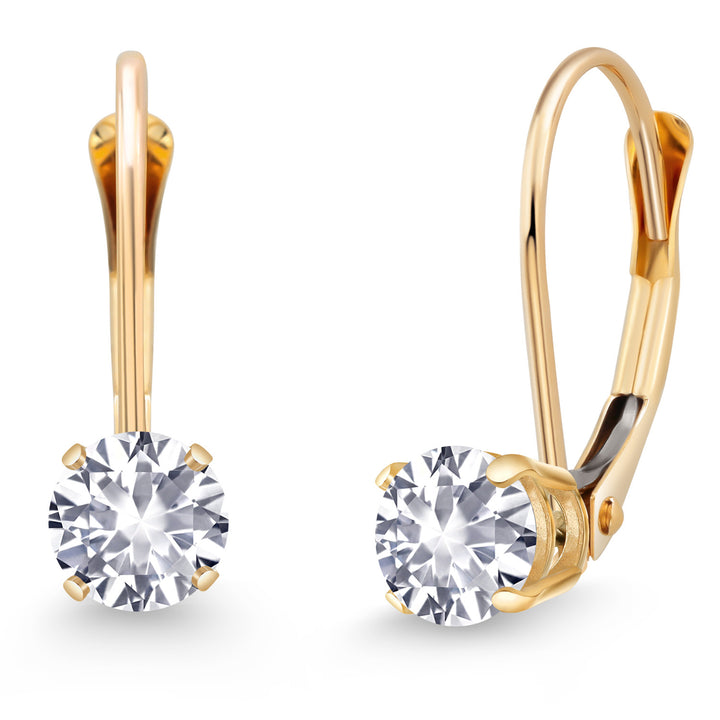 White Created Sapphire - September_Earrings in 14K Yellow Gold