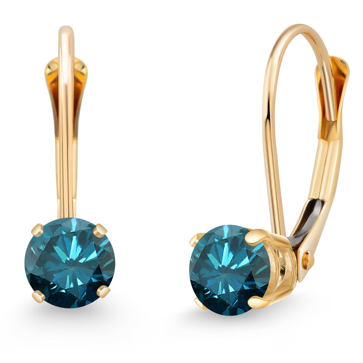 Blue Diamond - April_Earrings in 14K Yellow Gold