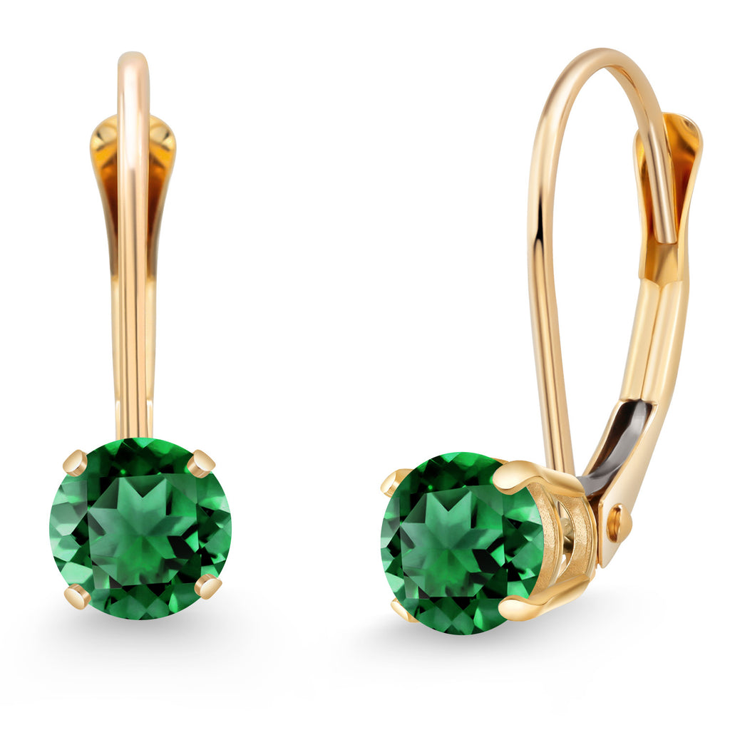 Nano Emerald - May_Earrings in 14K Yellow Gold