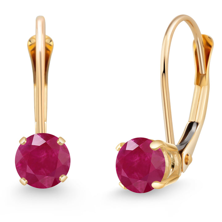 Ruby - July_Earrings in 14K Yellow Gold