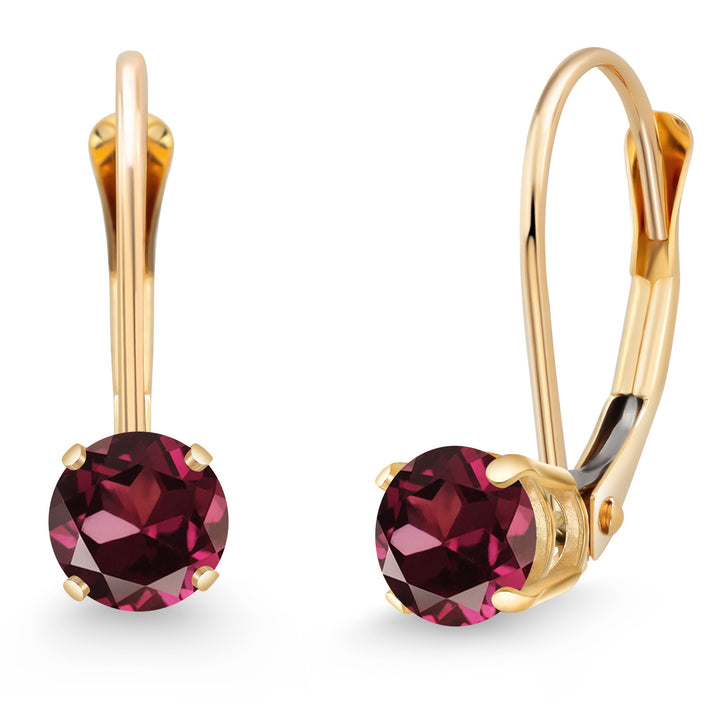 Rhodolite Garnet_Earrings in 14K Yellow Gold