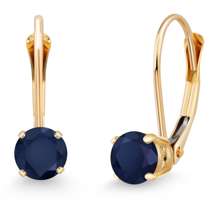 Blue Sapphire - September_Earrings in 14K Yellow Gold