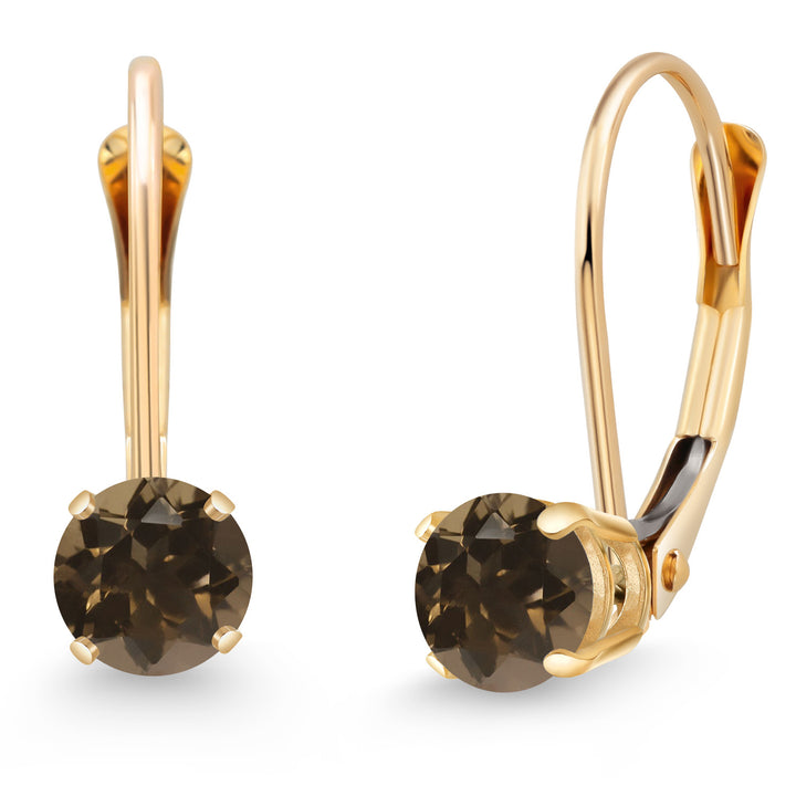 Smoky Quartz_Earrings in 14K Yellow Gold
