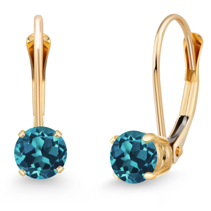 London Blue Topaz - November_Earrings in 14K Yellow Gold