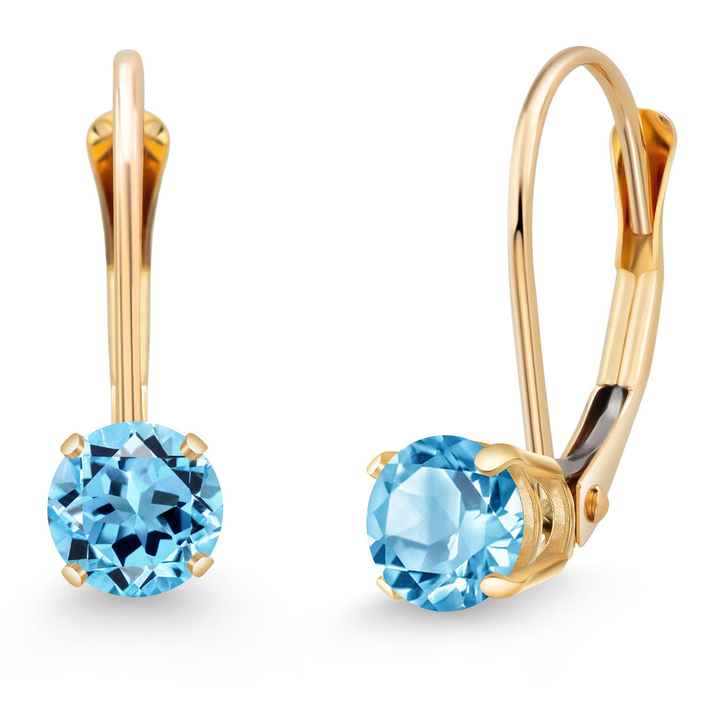 Swiss Blue Topaz - November_Earrings in 14K Yellow Gold