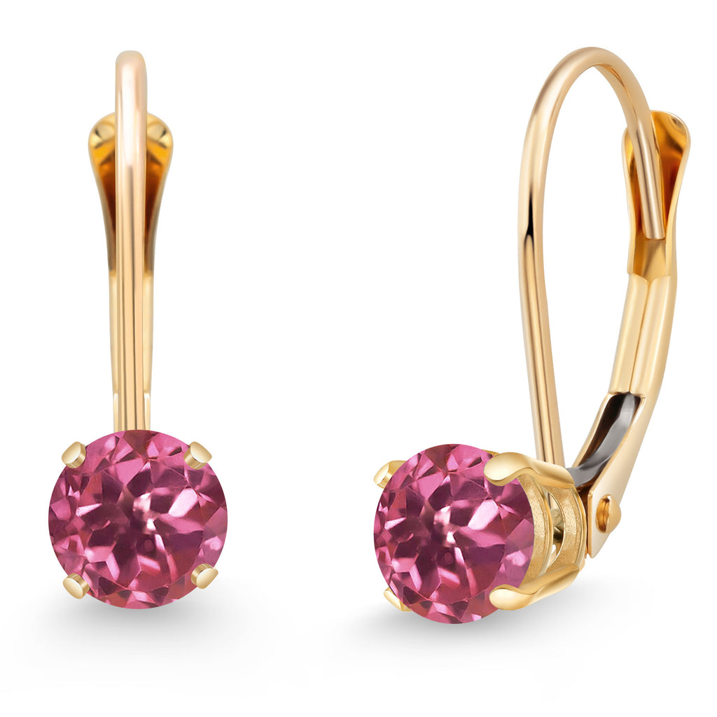Pink Tourmaline - October_Earrings in 14K Yellow Gold