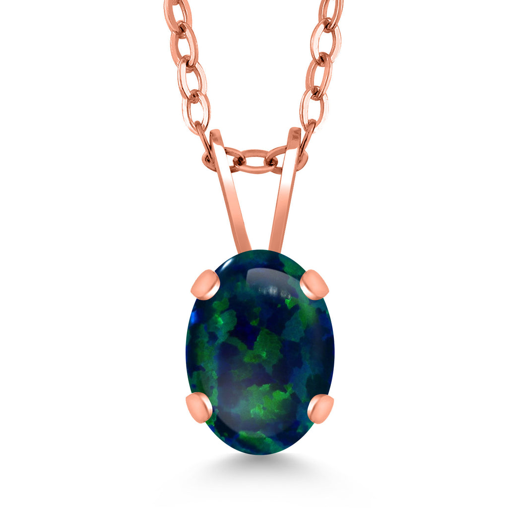 Green Opal - October_Pendant in 925 Rose Gold Plated Silver