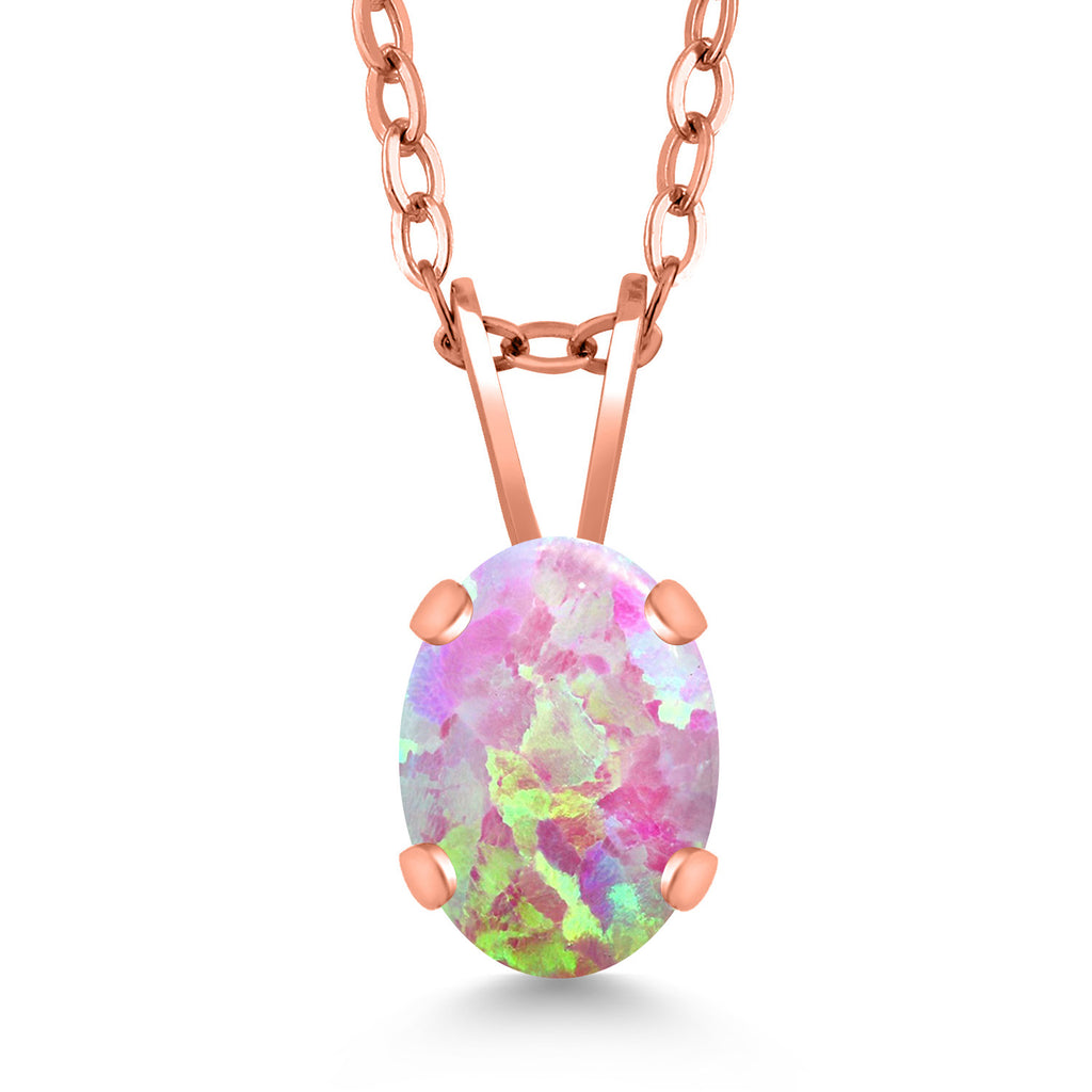 Pink Opal - October_Pendant in 925 Rose Gold Plated Silver