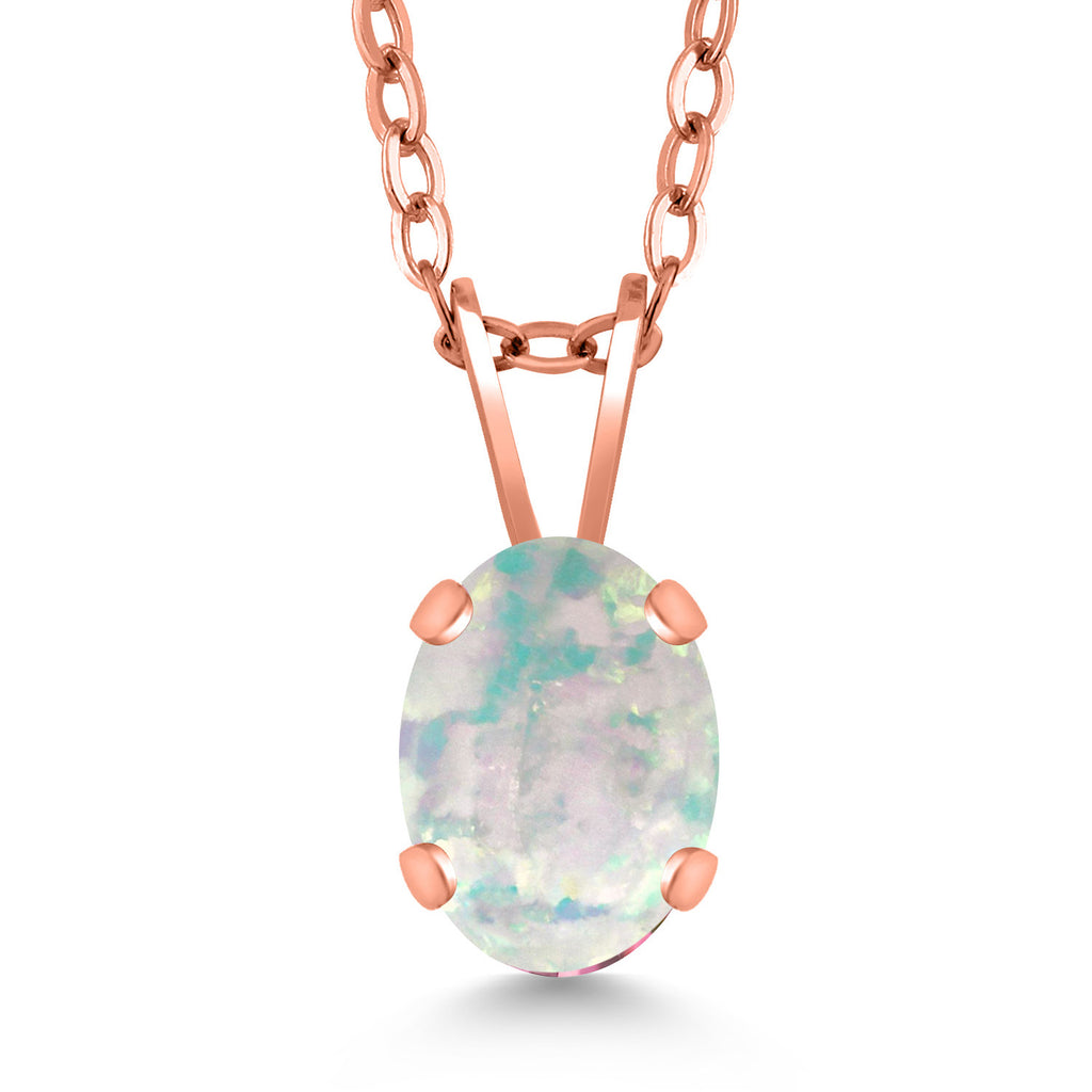 Opal - October_Pendant in 925 Rose Gold Plated Silver