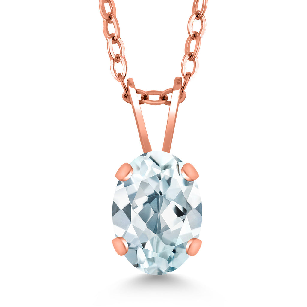 Aquamarine - March_Pendant in 925 Rose Gold Plated Silver