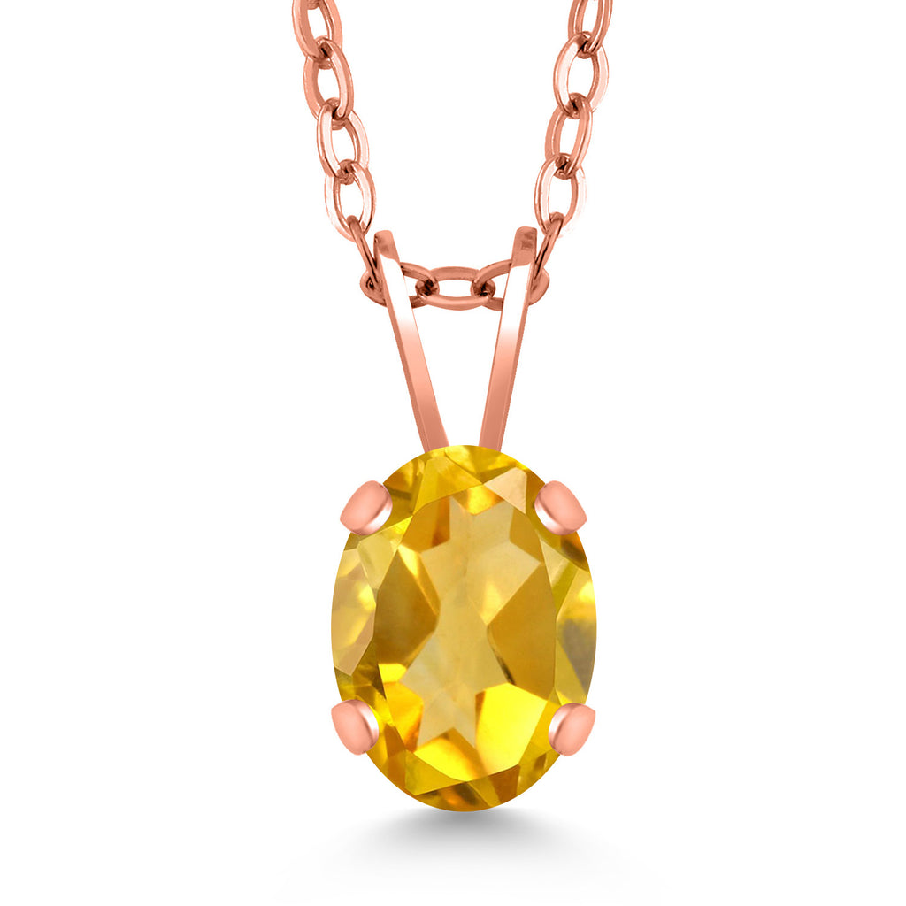 Citrine - November_Pendant in 925 Rose Gold Plated Silver