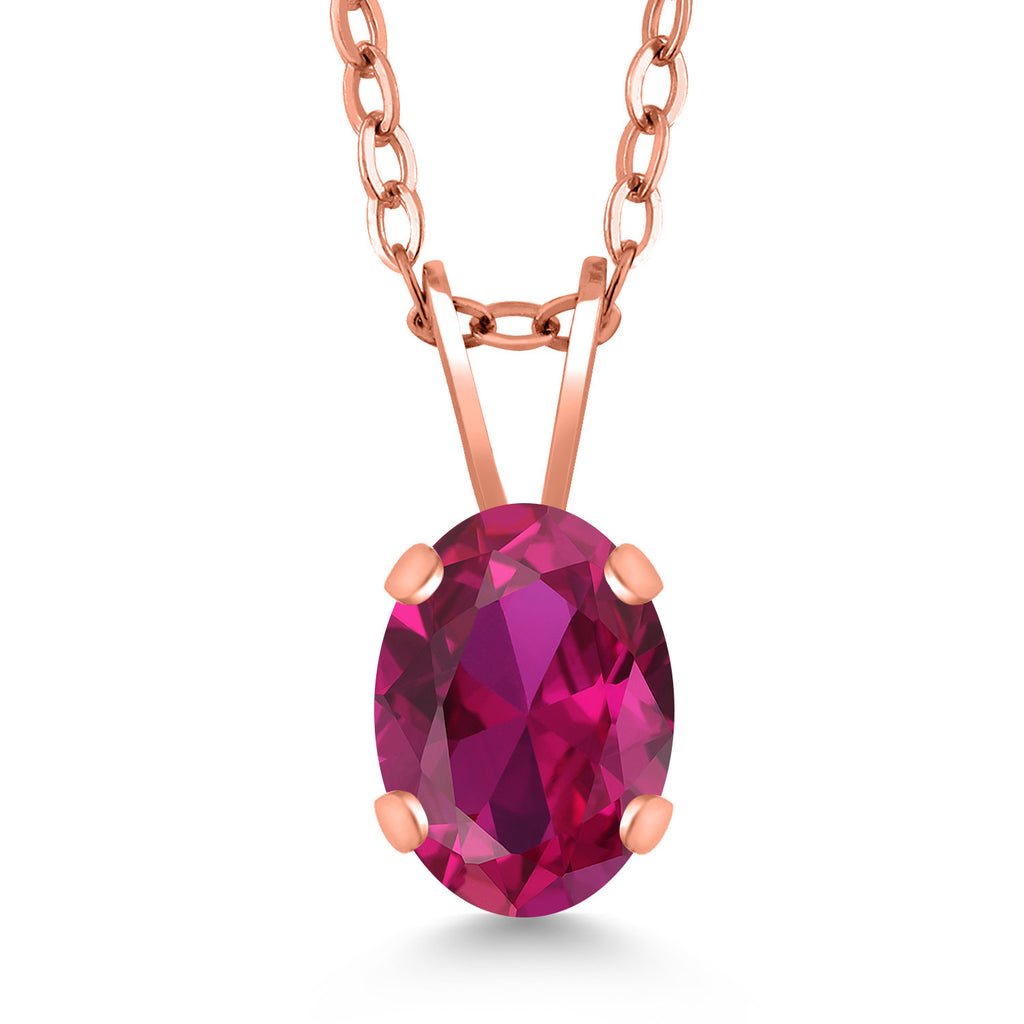 Created Ruby - July_Pendant in 925 Rose Gold Plated Silver