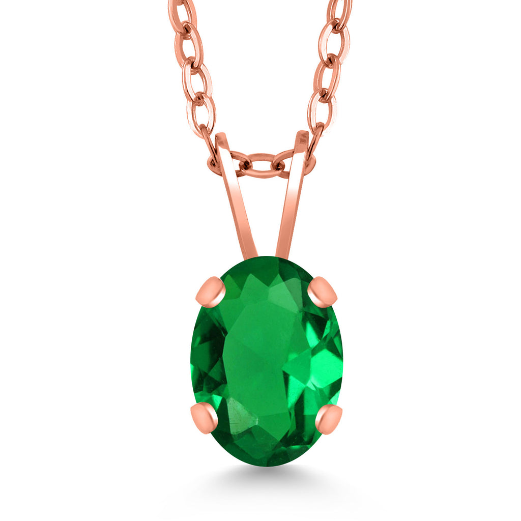 Nano Emerald - May_Pendant in 925 Rose Gold Plated Silver
