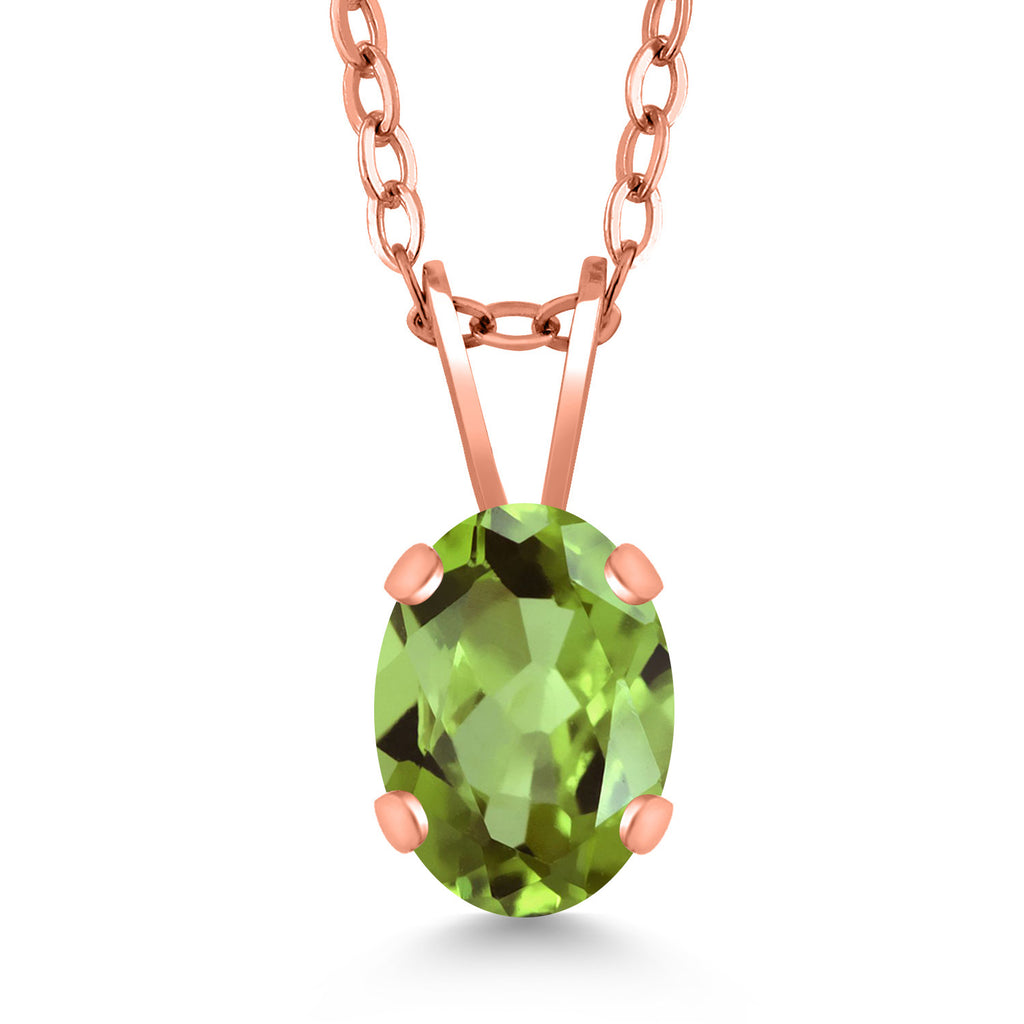 Peridot - August_Pendant in 925 Rose Gold Plated Silver