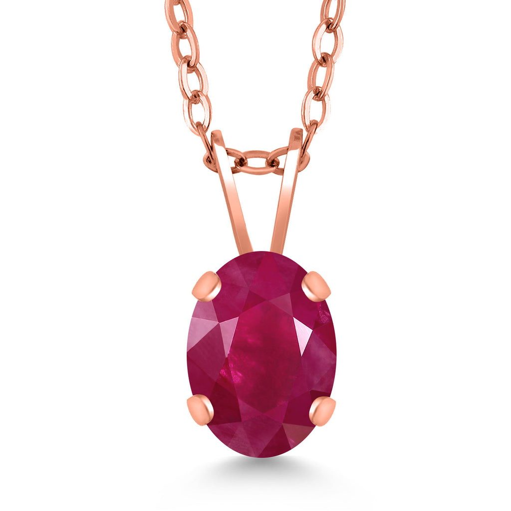 Ruby - July_Pendant in 925 Rose Gold Plated Silver