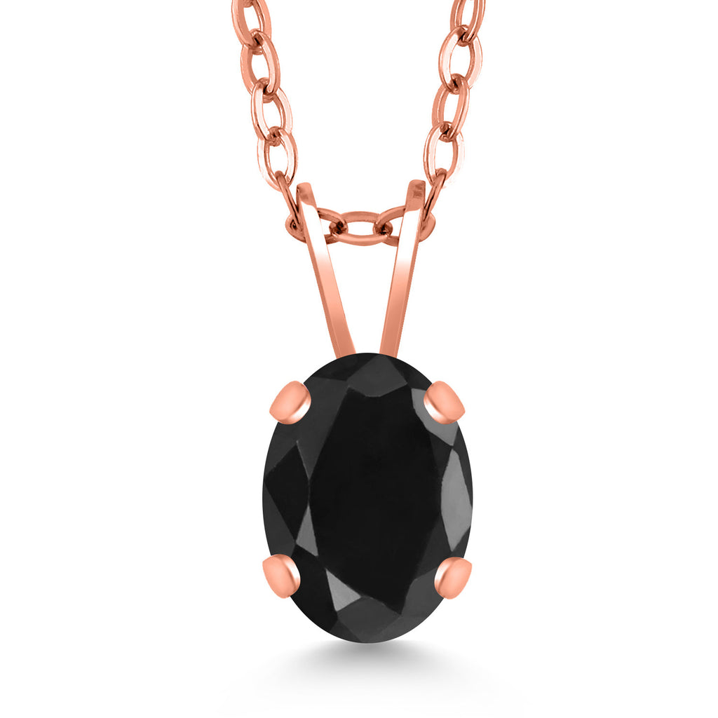 Black Sapphire - September_Pendant in 925 Rose Gold Plated Silver