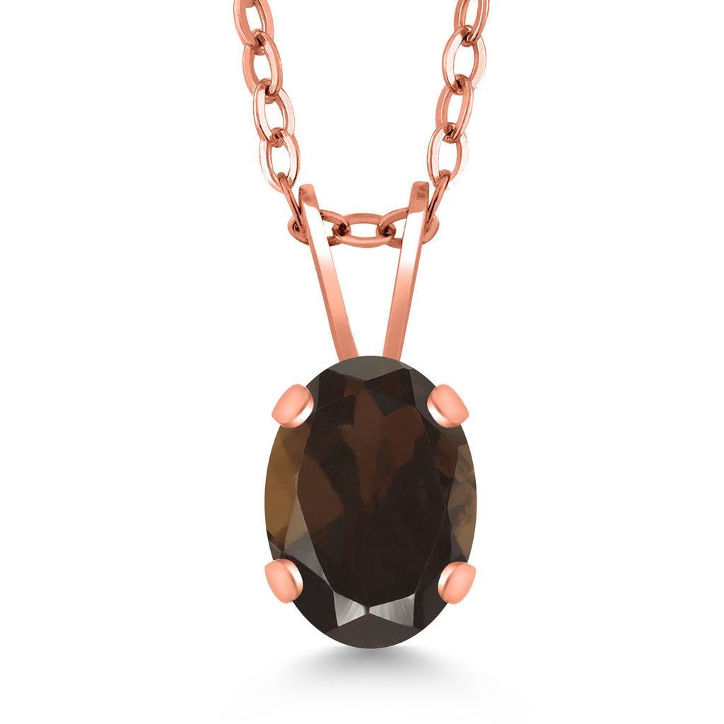 Smoky Quartz_Pendant in 925 Rose Gold Plated Silver