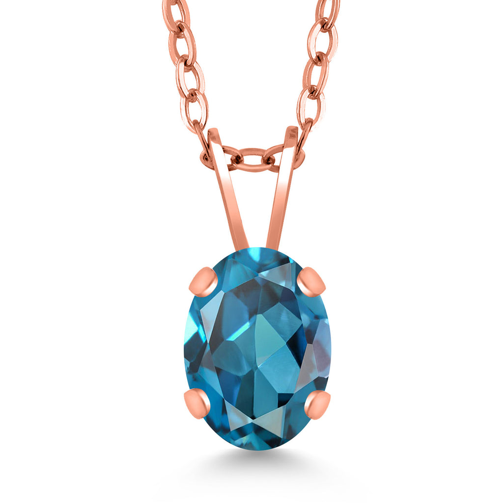 London Blue Topaz - November_Pendant in 925 Rose Gold Plated Silver