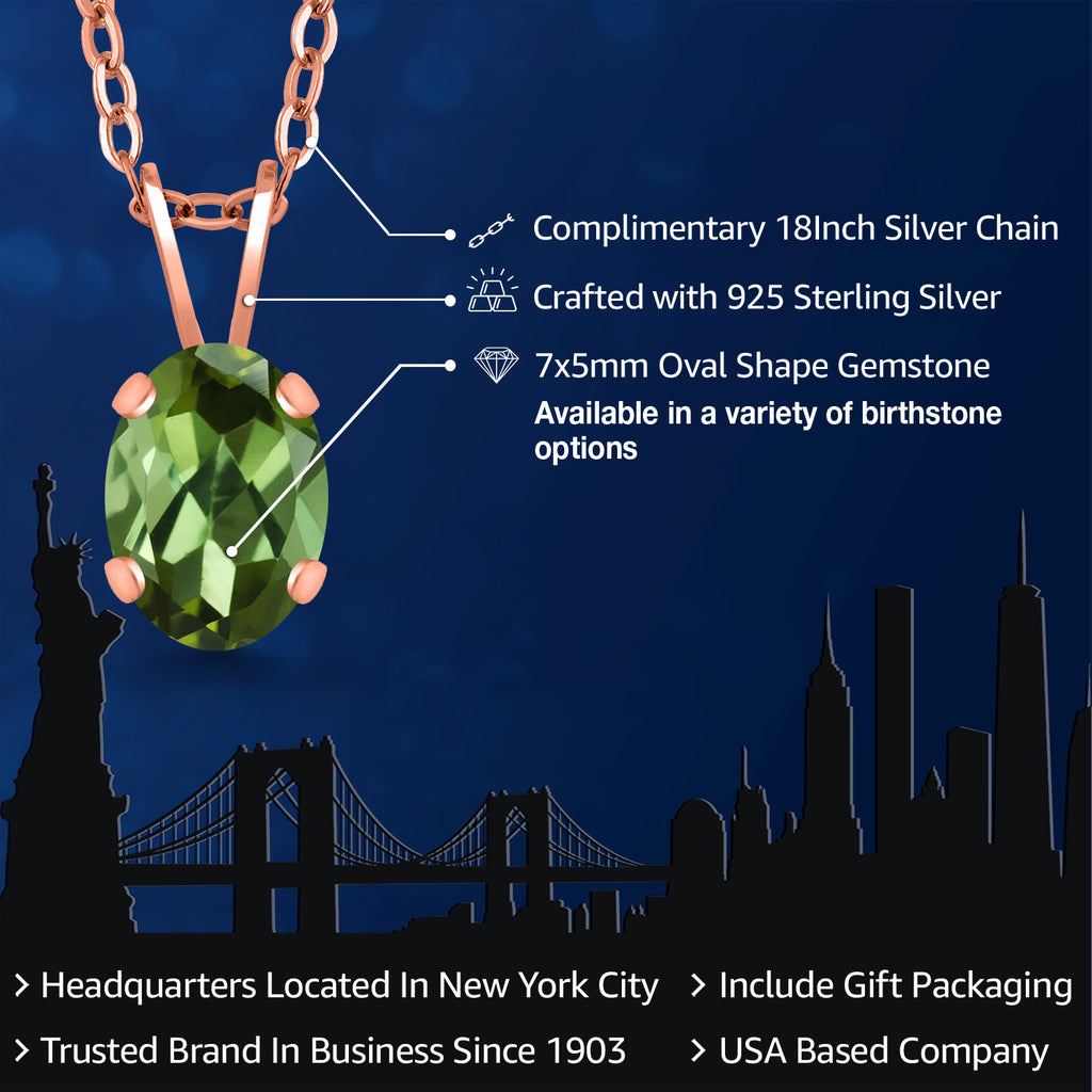 Green Tourmaline - October_Pendant in 925 Rose Gold Plated Silver