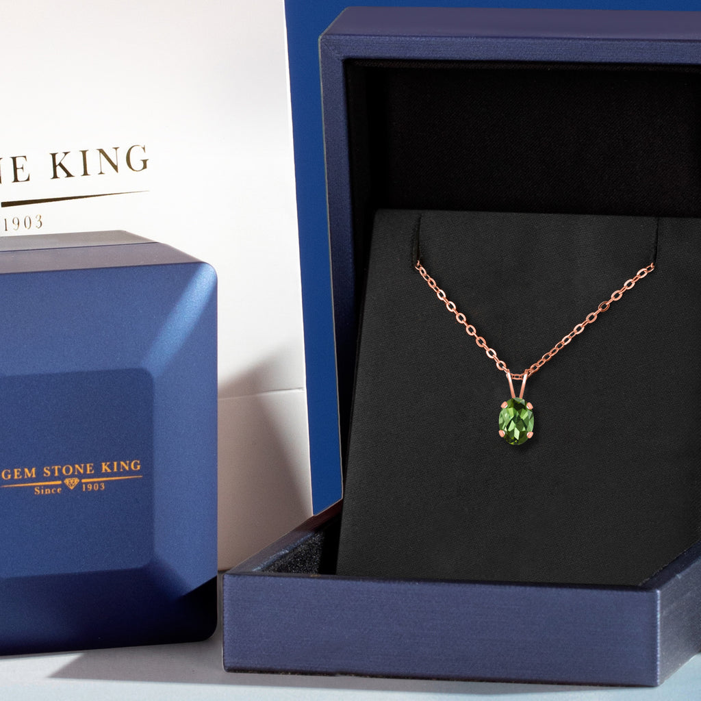 Green Tourmaline - October_Pendant in 925 Rose Gold Plated Silver