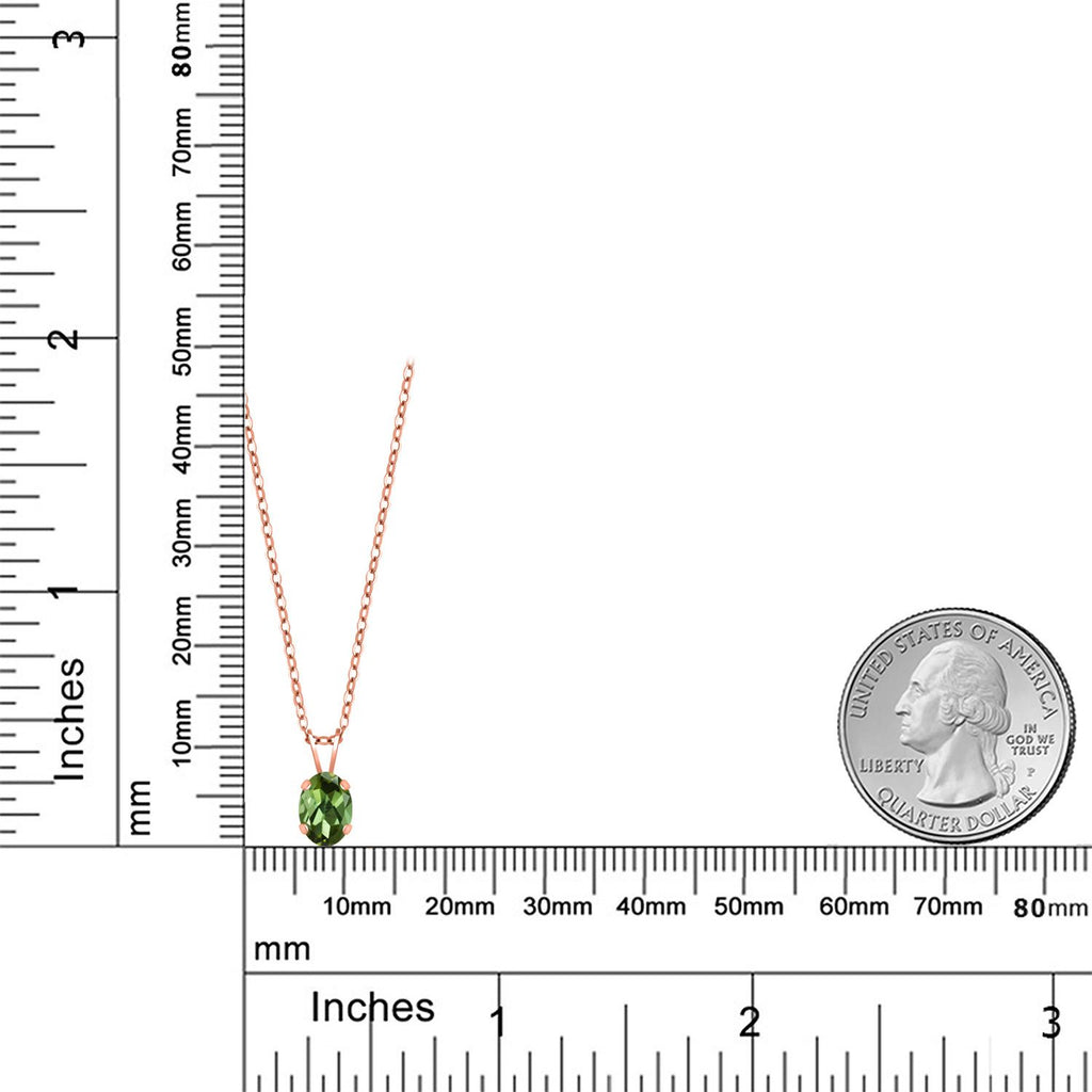 Green Tourmaline - October_Pendant in 925 Rose Gold Plated Silver