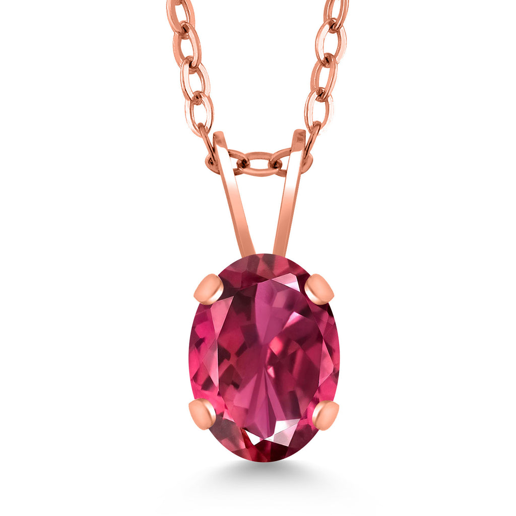 Tourmaline - October_Pendant in 925 Rose Gold Plated Silver