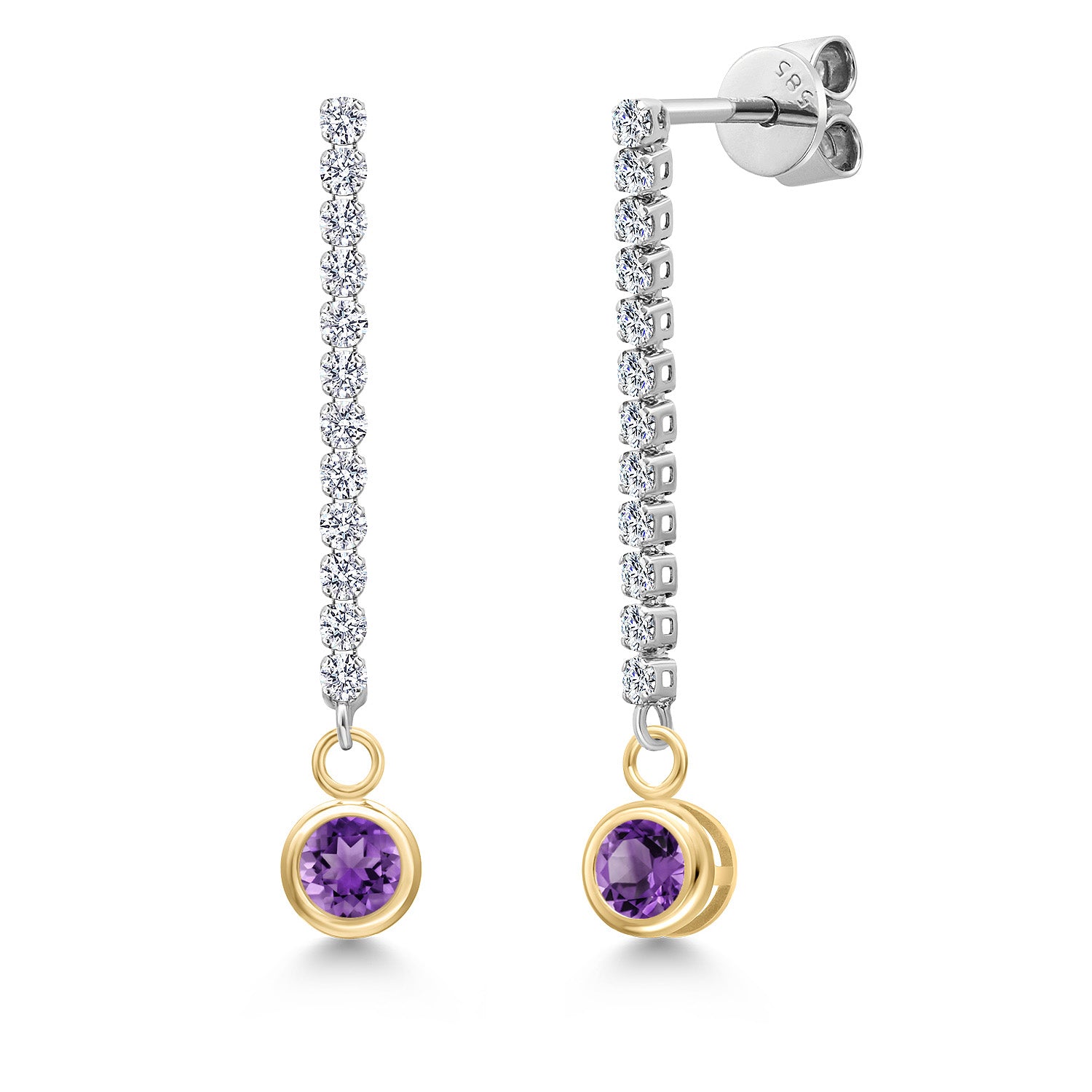 Amethyst - February_Earrings in 14K Two Tone Gold