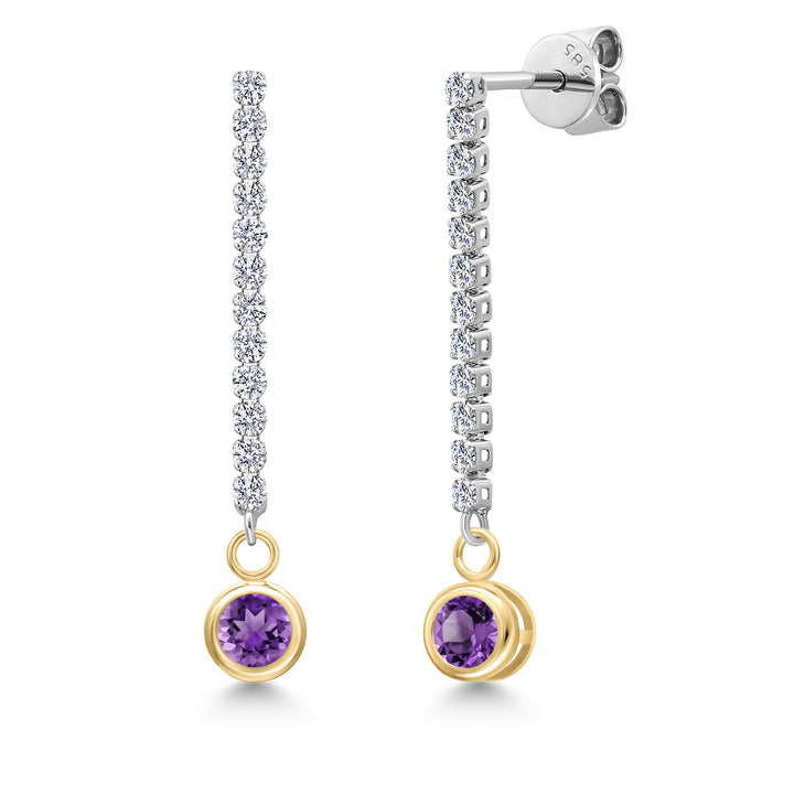 Amethyst - February_Earrings in 14K Two Tone Gold