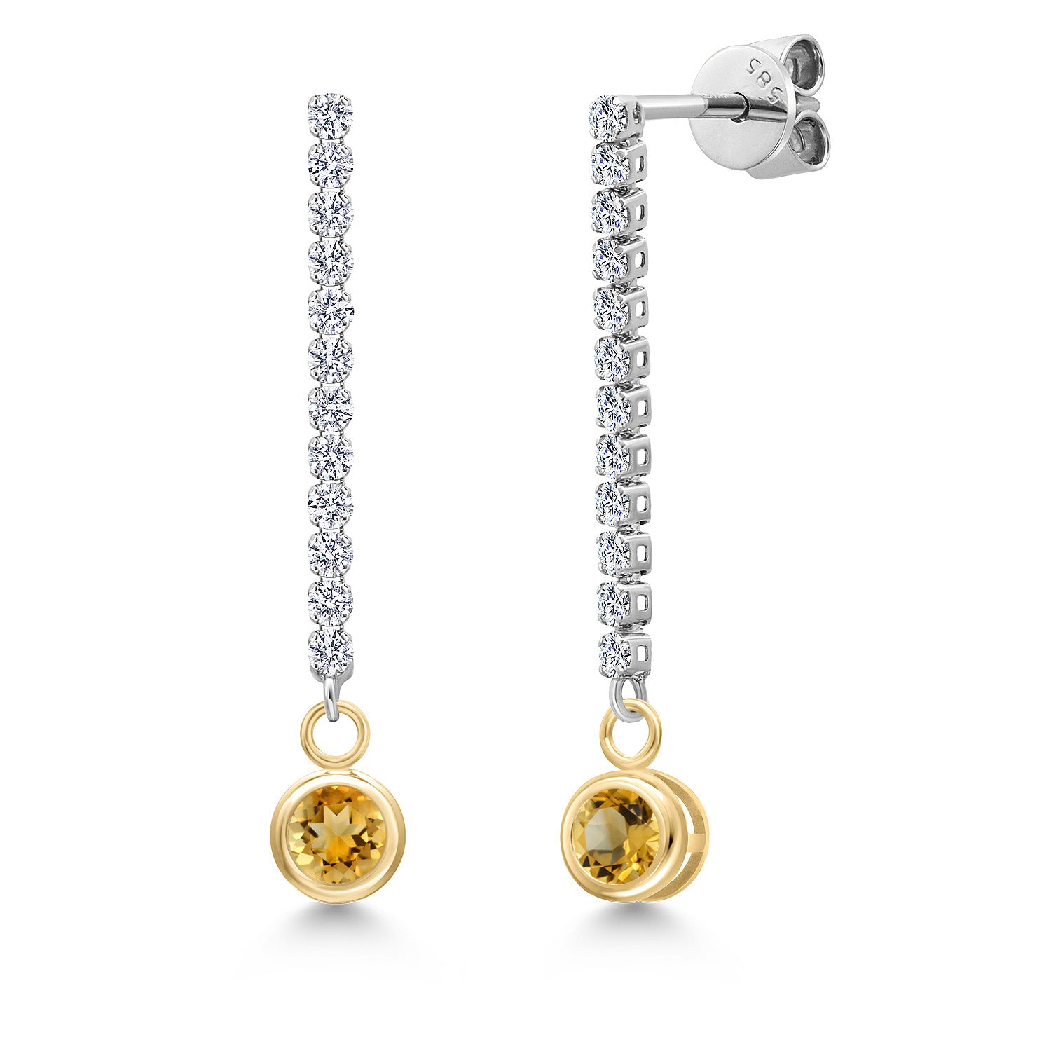 Citrine - November_Earrings in 14K Two Tone Gold