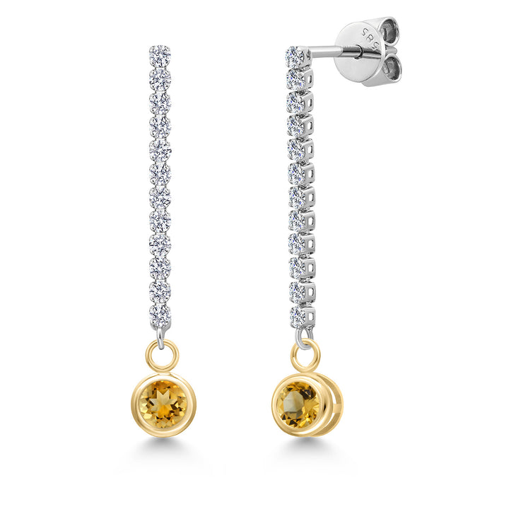 Citrine - November_Earrings in 14K Two Tone Gold