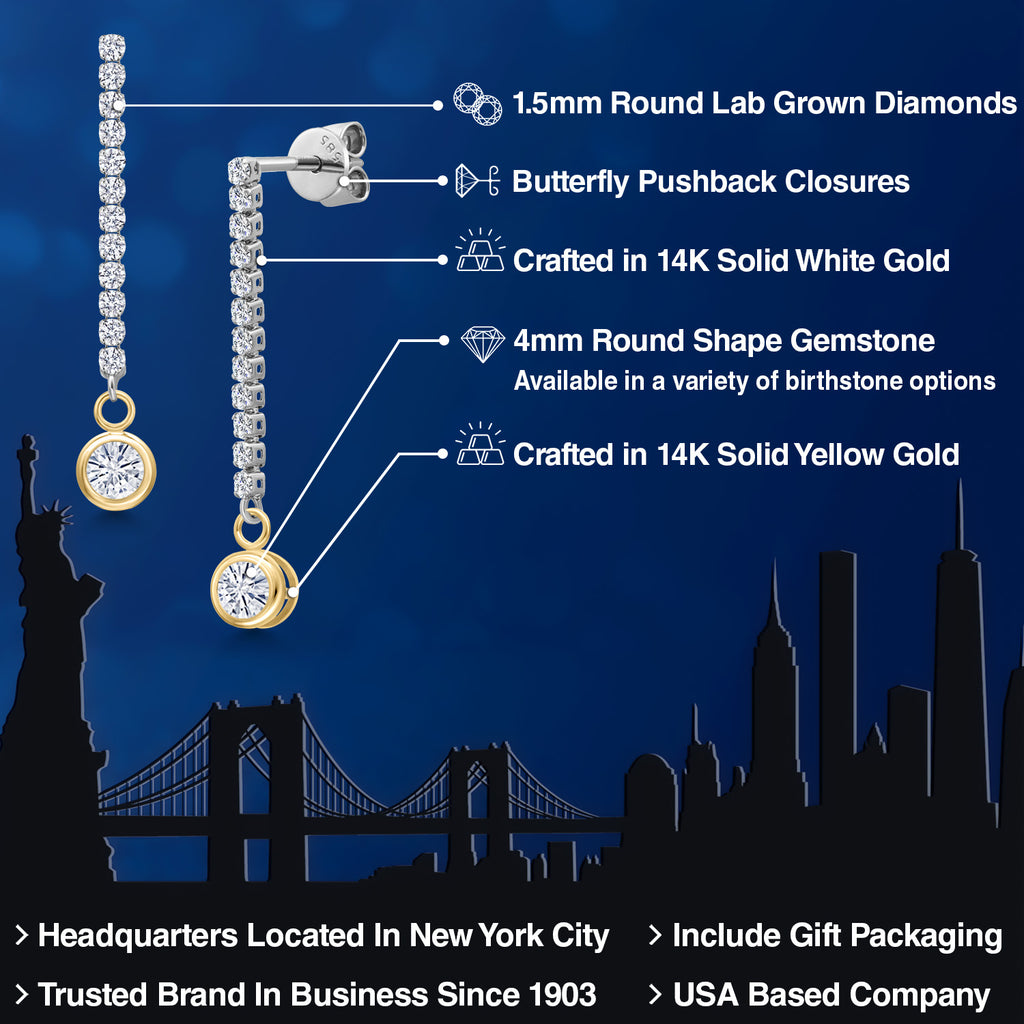 Near Colorless (GH) and E - F_Earrings in 14K Two Tone Gold