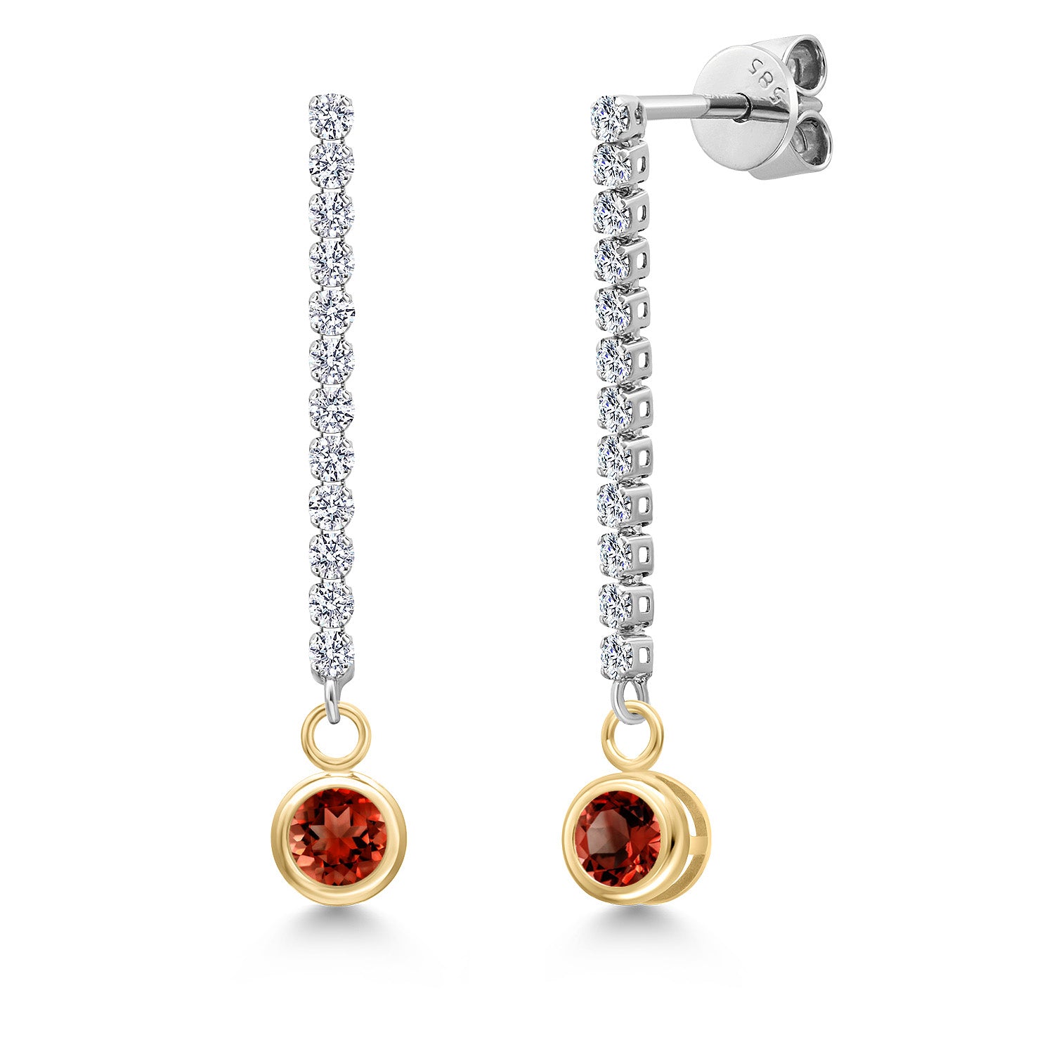 Garnet - January_Earrings in 14K Two Tone Gold