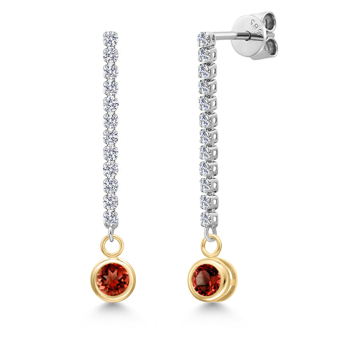 Garnet - January_Earrings in 14K Two Tone Gold