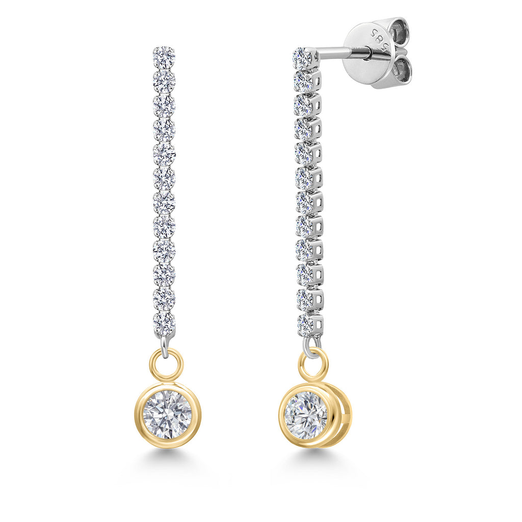 White Lab Grown Diamond - April_Earrings in 14K Two Tone Gold