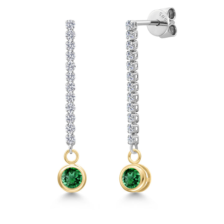 Nano Emerald - May_Earrings in 14K Two Tone Gold