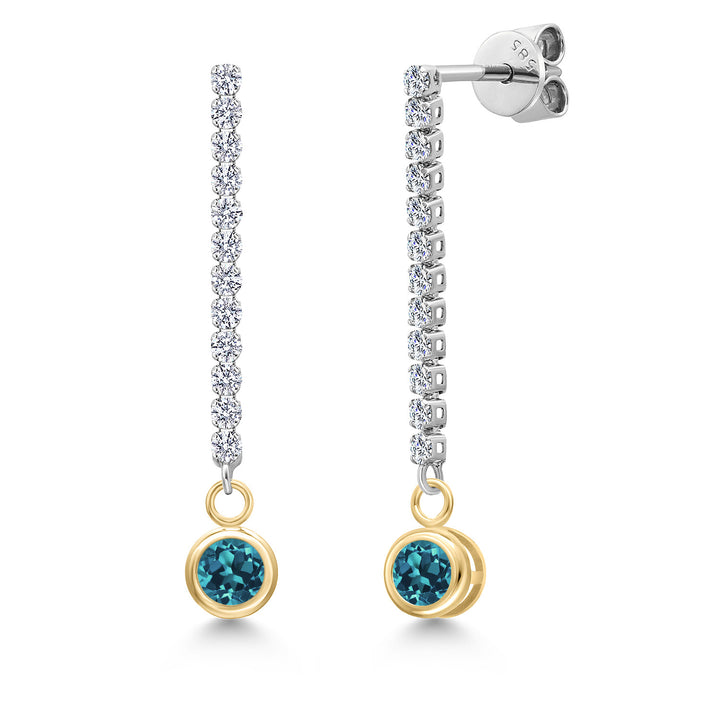London Blue Topaz - November_Earrings in 14K Two Tone Gold