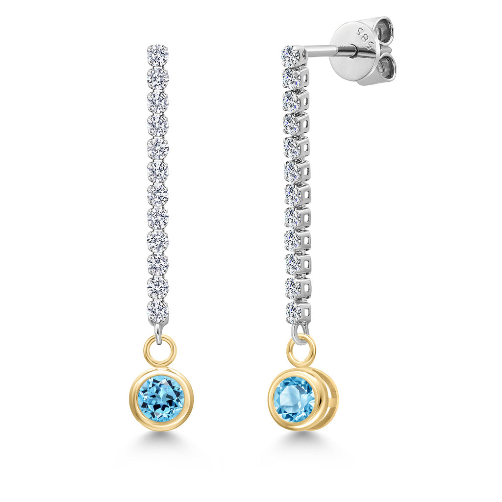 Swiss Blue Topaz - November_Earrings in 14K Two Tone Gold