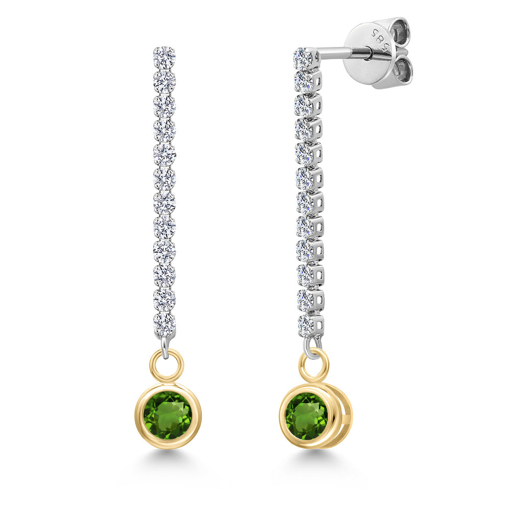Green Tourmaline - October_Earrings in 14K Two Tone Gold
