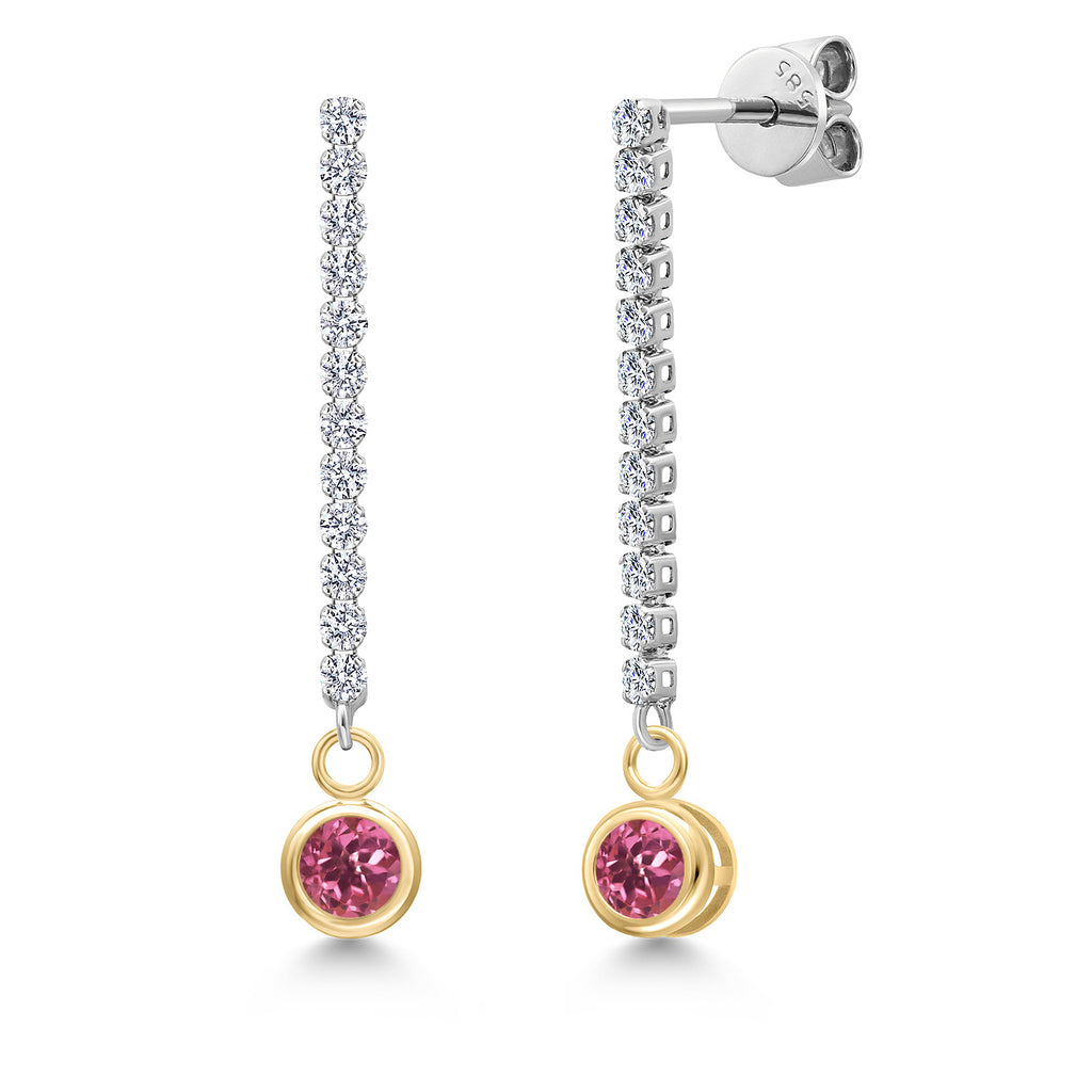 Pink Tourmaline - October_Earrings in 14K Two Tone Gold