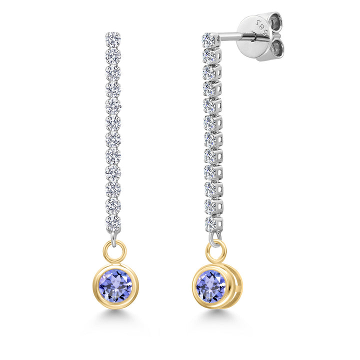 Tanzanite - December_Earrings in 14K Two Tone Gold