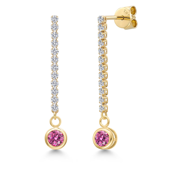 Pink Moissanite - April_Earrings in 14K Yellow Gold