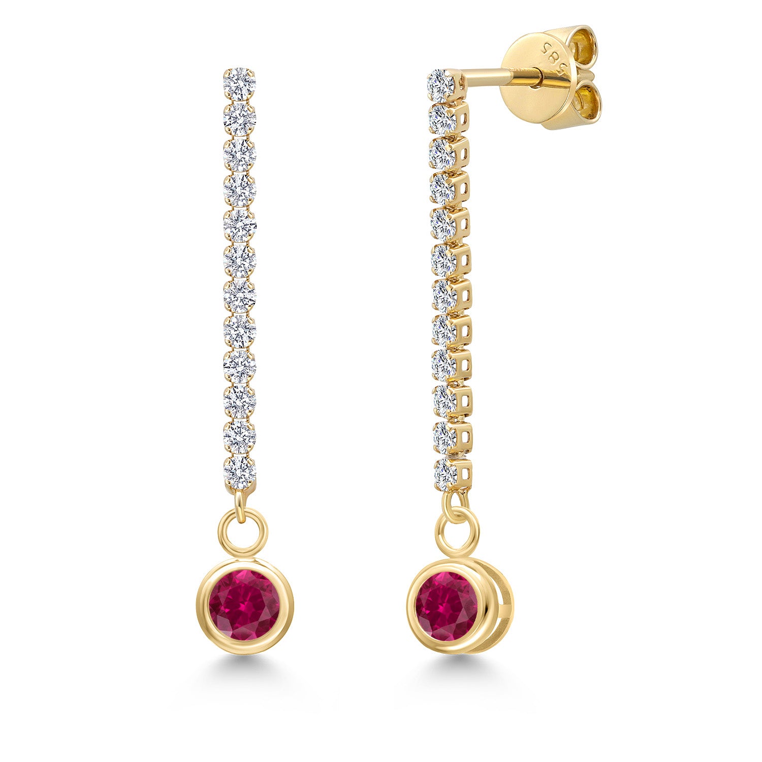 Created Ruby - July_Earrings in 14K Yellow Gold