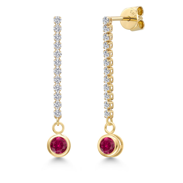 Created Ruby - July_Earrings in 14K Yellow Gold