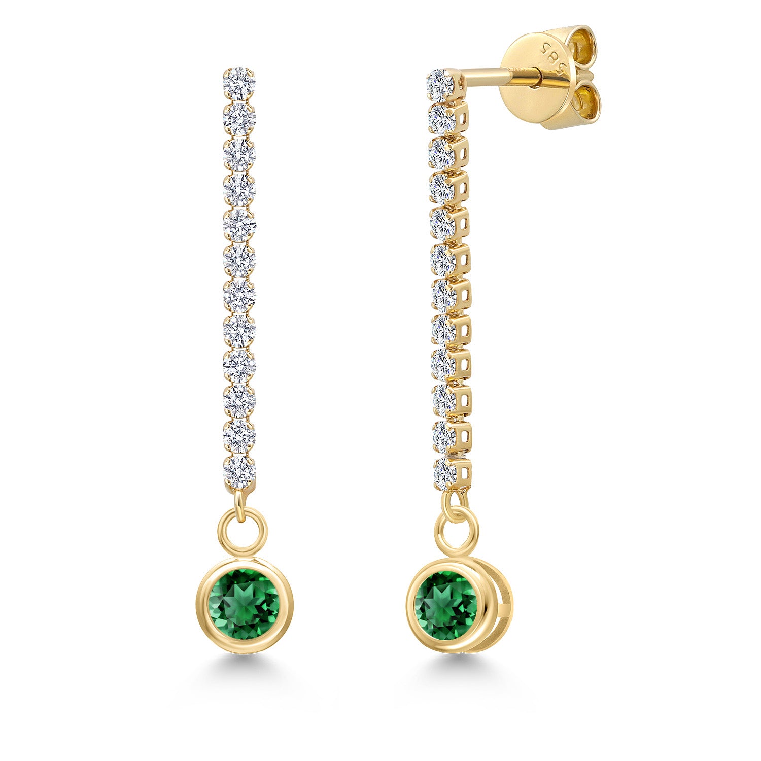 Nano Emerald - May_Earrings in 14K Yellow Gold