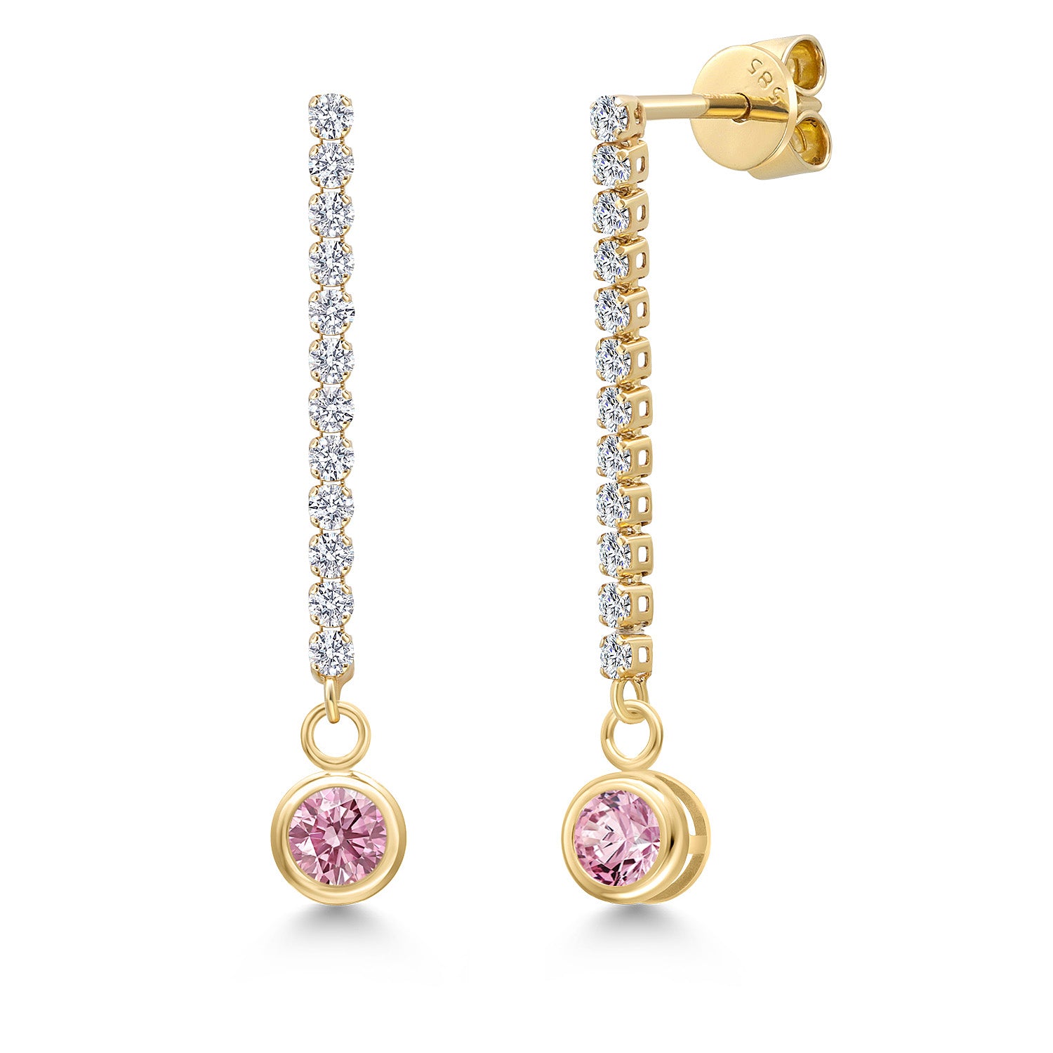 Pink Lab Grown Diamond - April_Earrings in 14K Yellow Gold