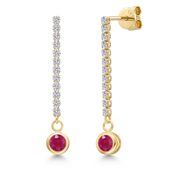 Ruby - July_Earrings in 14K Yellow Gold